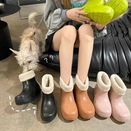 Rain Boots Brand Women Rain Boots Rubber Ladies Walking Waterproof Ankle Rainboots Casual Thick Bottom Short Boot Plus Velvet 231030