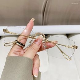 Sunglasses Umanco Fashion Metallic Rectangle Rimless Computer Glasses For Women Men Anti Blue Light Eye Protector Sepctacle Frame