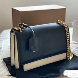 Designer Chain Evening Bag Flip Cambridge Crossbody Bags Sandwich Cowhide Toothpick Lines High Quality Pure Leather Hardware Badge Coloured Sunset Bag 7A