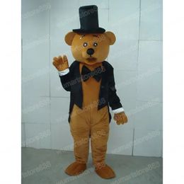 High quality Gentleman Bear Mascot Costume Carnival Unisex Outfit Adults Size Halloween Christmas Birthday Party Outdoor Dress Up Promotional Props