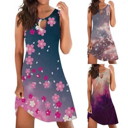 Casual Dresses Women's Sleeveless Floral Print Dress Summer Comfy Outfits For Moms