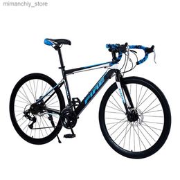 Bikes 700C Bicycle Curved Handle Road Bike Dual Disc Brake Thumb Shifter Aluminium Alloy 21/24/27/30Variable Speed Vehicle Q231030