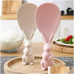 Spoons Plastic Rice Spoon Can Stand Rabbit Shovel Scooper Cooker Ladle Sil Set Kitchen Drop Delivery Home Garden Dining Bar Flatware Dhgpi