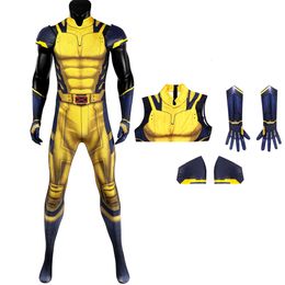 Cosplay Adult Men Halloween Carnival Woe New Yellow Outfit Logan Cosplay Printing Jumpsuit Superhero Costume