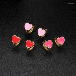 Brincos de argola atacado simples rosa vermelho esmalte coração para mulheres boho declaração acessórios de joias românticas