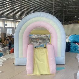 Inflatable rainbow Bounce House Jumping House with Slide, Kids Party Theme jumper Castle Durable for Kids Holiday Backyar