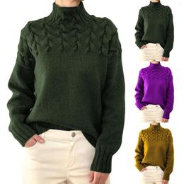 Women's Sweaters Turtleneck Long Sleeve Color Block Sweater Knitted Loose Women Turtle Neck Thick Stripe