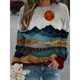 Women's Hoodies Autumn Ink Landscape Painting 3D Print Sweatshirts Woman Long Sleeve Y2k Hoodie Streetwear Pullovers Tops Women Clothes