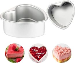 Baking Moulds 2pcs Heart Shaped Cake Pan Aluminium Tray Removable Bottom Wedding Birthday Cheesecake Mould