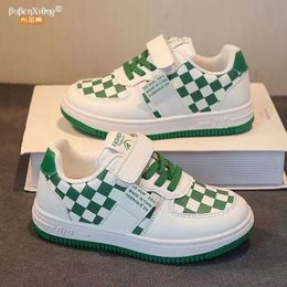 Boots Kids Shoes Spring Chequered Pattern Toddler Casual Boys Girls PU Leather Lowtop Breathable Platform Childaren Sneakers 231027