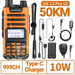 Walkie Talkie BaoFeng UV13 PRO V2 Dual Band 999 Channels TypeC 16KM Long Range S22 UV5R Transceiver Ham CB Two Way Radio 231030