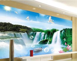 Wallpapers TV Backdrop Landscape Water Falls 3d Room Wallpaper Stereoscopic Mural Paintings