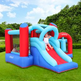 Inflatable Party Castle Bounce House Bouncer Basketball Hoop Fun Slide for Kids Jumping with Blower Ball Pit Bouncy Outdoor Indoor Playhouse Park Toys Children Play