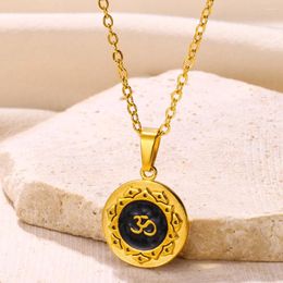 Chains Black Dripping Oil Round Necklace For Women Gold Colour Stainless Steel Fashion Party Jewellery Gift Wholesale