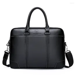 Briefcases Business Style Men's Handbag Briefcase High Quality PU Leather Men Portable Bag 14 Inches Laptop Casual Doc