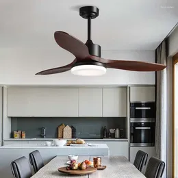 Nordic Ceiling Fan Light 42 48 52 Inch For Home Living Room Dining Bedroom Led Lights Solid Wood