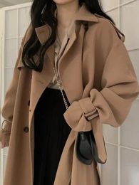 Women's Trench Coats Elegant Formal Women Jackets Double Breasted Design Cuffs Spring Fall