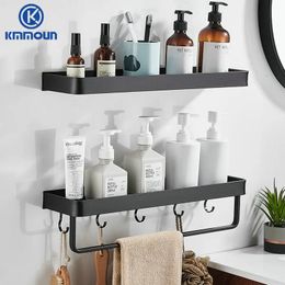 Bathroom Shelves Black / White Bathroom Shelf Shampoo Holder Kitchen Storage Rack Bathroom Hardware Space Aluminium Shower Room Accessory 231030