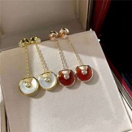Designer Luxury Jewellery amulet earrings 925 sterling silver plated 18K gold long peace charm