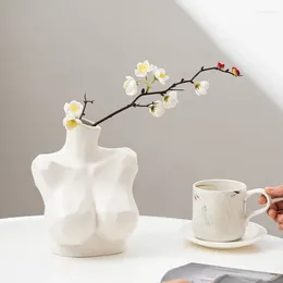 Vases Modern White Body Vase Home Decoration Accessories Nordic Living Room Table Art Ceramic Flower Aesthetic