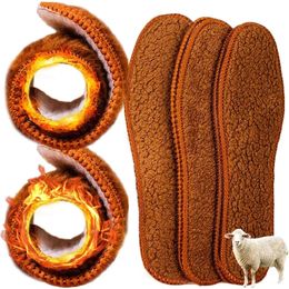 Shoe Parts Accessories Winter Alpaca Wool Insoles Soft Plush Warm Thicken Foot Thermal Insole for Women Men Breathable Snow Boots Shoes Heat Pads 231030