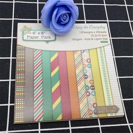 Gift Wrap 24 Pages 6 Colorful Dots Wide Stripes Grid Logo Zipper Solid Color Paper Series Handmade DIY Embossed Background Scrapbook