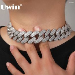 Chains UWIN Heavy Mens Miami Cuban Chain Necklace 26mm Thick Micro Paved Baguettecz Cubic Zirconia Link Hip Hop Jewellery
