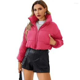 Men's Sweaters European And American Women's 2023 Winter Fashion Long Sleeve Stand Collar Warm Casual Bread Short Coat Puffer Female Jacket