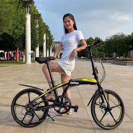 Bikes 20 Inches Bicycle Fold Foot Pedal Vehicle Adult Student Portable All-Scale Dual Disc Brake Variable Speed Q231030