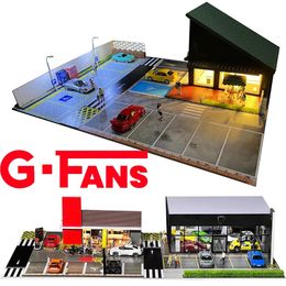 Architecture DIY House G Fans Models Car Parking Lot Repair Tool Set Model 1 64 Scene with Garage Lift Tools Miniatures 231030