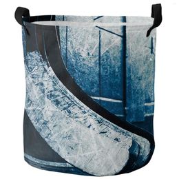 Laundry Bags Ice Hockey Vintage Dirty Basket Foldable Round Waterproof Home Organizer Clothing Children Toy Storage