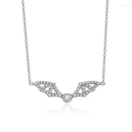 Chains LSN00760Lefei Fashion Luxury Classic Moissanite Design Creative Halloween Wing Bat Necklace Women S925 Silver Party Jewelry Gift