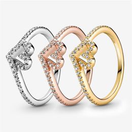 High Polishing 925 Sterling Silver Sparkling Wishbone Heart Ring For Women Wedding Rings Fashion Engagement Jewelry Accessories245J