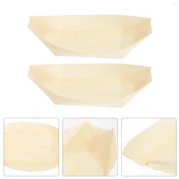 Dinnerware Sets 50 Pcs Sushi Boat Wooden Snack Bowl Mini Baskets Cardboard Disposable Containers Tableware Small Plates