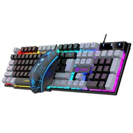 Keyboard Mouse Combos Wired And Set Usb Luminous Mechanical For PC Laptop Computer Game Office 231030