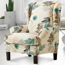 Chair Covers 2pcs/set Decorative Home Leaves Printed Modern Wing Slipcover Removable Elastic Protective Cover Soft Armchair Wingback