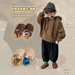 Slipper Autumn Winter Children Korean Wool Shoes Fashion Warm Slippers Baby Casual Cotton Boys Girls Non slip 231030