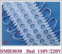 1000pcs 220V / 110V Input Injection LED Light Module for Sign Letters 2W 250lm SMD 3030 3 led IP65 90mm*18mm*7mm Super Bright Each one Module can Cut