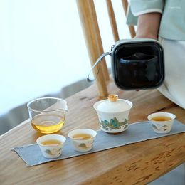 Teaware Sets Portable Travel Tea Set With One Kettle And Four Cups Ceramic Quick Cup Perfect For Outdoor Brewing Office