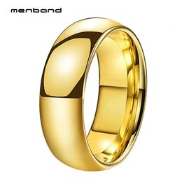 Solitaire Ring Wedding Band Men Women Tungsten Couple Rings Dome High Polish 6MM 8MM Comfort Fit Record Name Date 231030