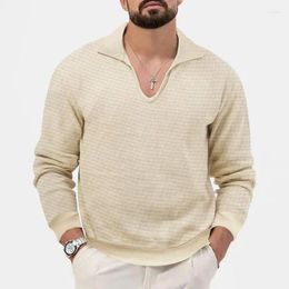 Men's Sweaters Fashionable Slim Fit Long Sleeve Waffle Grid T-Shirt