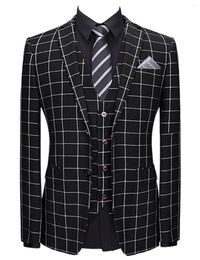 Men's Suits Three Pieces Checked Suit Notch Lapel Single Breasted Button Tuxedos Daily Wedding Dinner