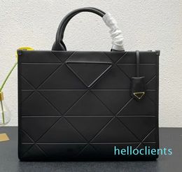 Saffiano Tote BagS Women's Leather Design Handbag Retro Large Space Shopping Bag Rhombic Plaid Long Shoulder Strap Travel Bag