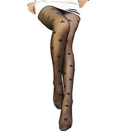 Socks & Hosiery Women Sexy High Waist Star Print Pantyhose Garter Patchwork Style Tights Erotic Lingerie Ultra Thin See-Through Cl310o