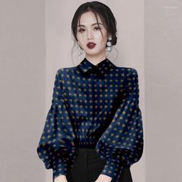 Women's Blouses Fashion Business OL Work Shirts Elegant Spring Autumn Dot Flower Print Long Sleeve Top Chic Party Clothes