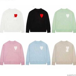 amiS AM I Crew Designer Macaron Men's Sweaters Sweater Winter amisweater Neck Letter Love Jacquard Couple Wool Blended Peach Heart for Men Wabo