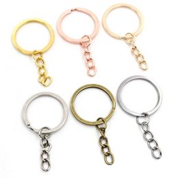 20 pcs/lot Key Ring Key Chain 6 Colours Plated 50mm Long Round Split Keychain Keyrings Wholesale Fashion JewelryKey Chains chain keychains Colours