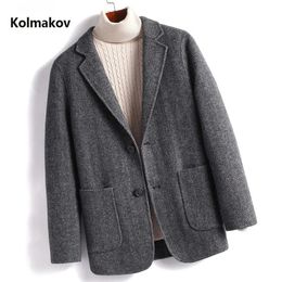 Men's Jackets 2024 Winter coat Men's high quality trench casual woolen s fashion men over Double sided wool blazers 231030