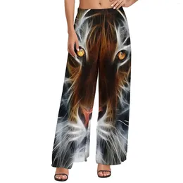 Women's Pants Cool Tiger Print Straight Abstract Animal Art Home Wide Female Big Size Streetwear Custom Trousers