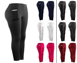 High Waist Yoga Pants With Pockets Stretch Sexy Push Up Running Gym Yoga Leggings Black Fitness Sport Tights For Women w1257j3929731